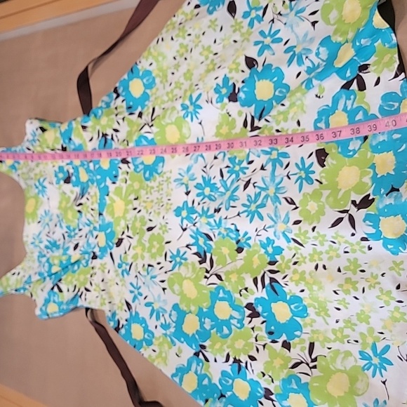 Sweet Size 8 Pistachio Green, Bright Blue and White Sleeveless Sheath Dress - Picture 8 of 11